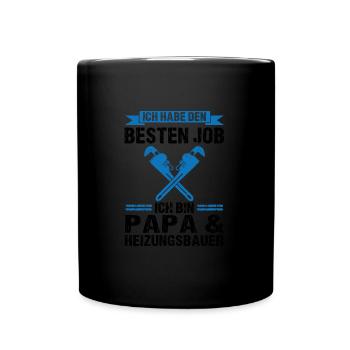Papa Heizungsbauer Vater Geschenk - Tasse einfarbig - Schwarz - Vorne