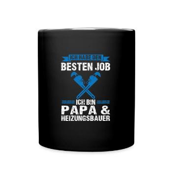 Papa Heizungsbauer Heizungsinstallateur Geschenk - Tasse einfarbig - Schwarz - Vorne