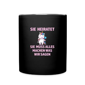 Junggesellenabschied Braut Polterabend Geschenk - Tasse einfarbig - Schwarz - Vorne