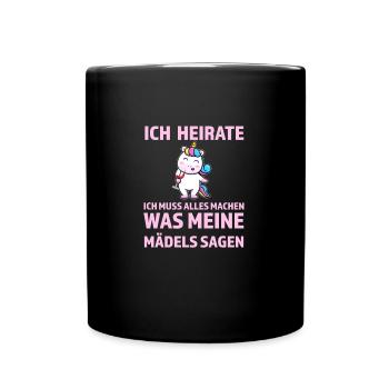Junggesellenabschied Braut Polterabend Geschenk - Tasse einfarbig - Schwarz - Vorne