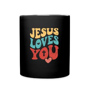 Dieu Jésus-Christ t’aime, t’aime Verset biblique - Mug uni - noir - Devant