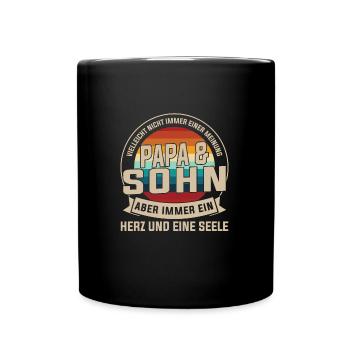 Papa & Sohn Familie Papa Geschenk - Tasse einfarbig - Schwarz - Vorne