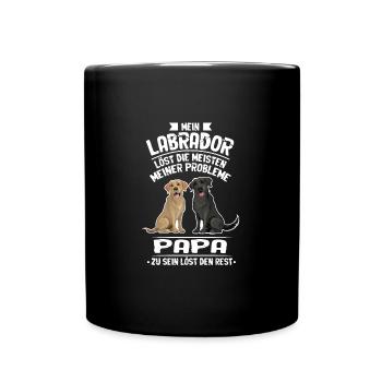 Labrador Papa Hund Hundebesitzer Geschenk - Tasse einfarbig - Schwarz - Vorne