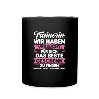 Sport Trainer Trainerin Geschenk - Tasse einfarbig - Schwarz - Vorne