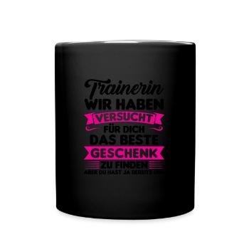 Sport Trainer Trainerin Geschenk - Tasse einfarbig - Schwarz - Vorne
