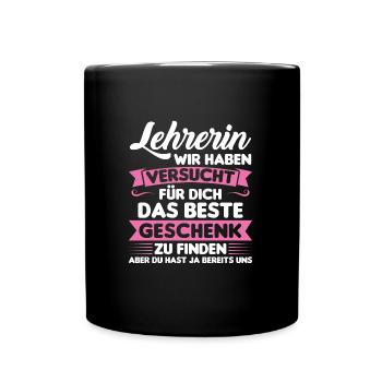 Lehrer Lehrerin Schule Geschenk - Tasse einfarbig - Schwarz - Vorne