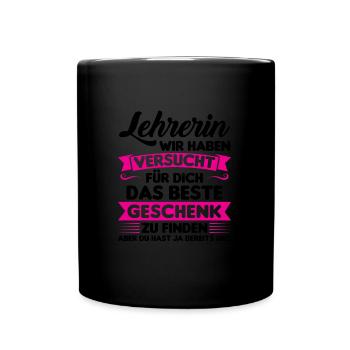 Lehrer Lehrerin Schule Geschenk - Tasse einfarbig - Schwarz - Vorne