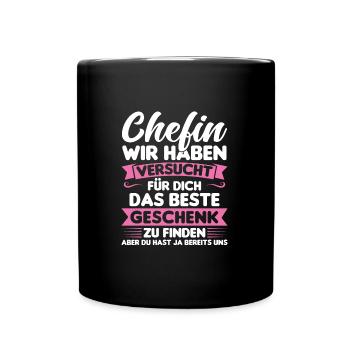 Chef Chefin Geschenk - Tasse einfarbig - Schwarz - Vorne