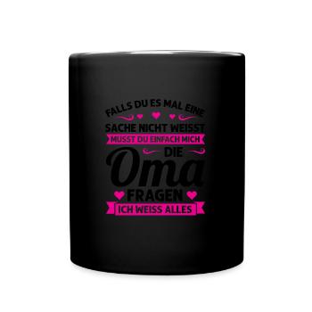 Oma Mutter Tag Omi Geschenk - Tasse einfarbig - Schwarz - Vorne