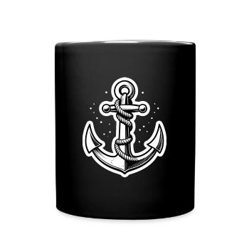 Anker mit Knoten - Tasse einfarbig - Schwarz - Vorne