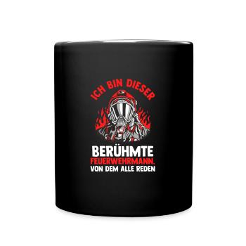 Feuerwehr Feuerwehrauto Feuerwehrmann Geschenk - Tasse einfarbig - Schwarz - Vorne