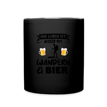 Wandern Bier Wanderer Geschenk - Tasse einfarbig - Schwarz - Vorne