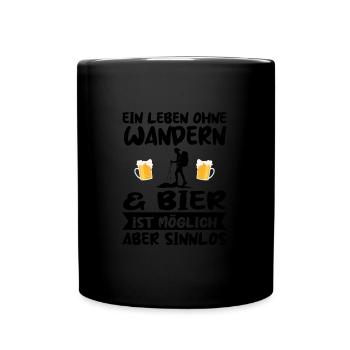 Wandern Bier Wanderer Geschenk - Tasse einfarbig - Schwarz - Vorne