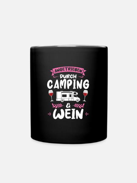 Campen Wein Campingplatz Geschenk - Tasse einfarbig - Schwarz