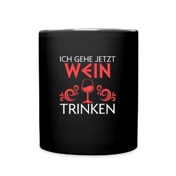 Wein Alkohol Rotwein Geschenk - Tasse einfarbig - Schwarz - Vorne