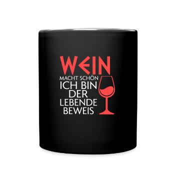 Wein Alkohol Rotwein Geschenk - Tasse einfarbig - Schwarz - Vorne
