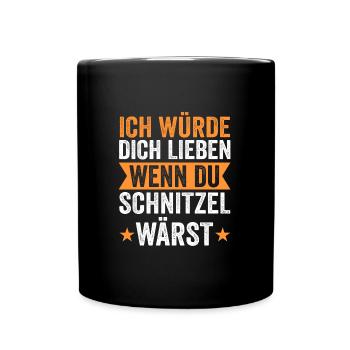 Schnitzel Wiener Schweineschnitzel Geschenk - Tasse einfarbig - Schwarz - Vorne