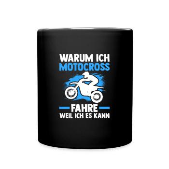 Motocross Biker Motocross-Fahrer Geschenk - Tasse einfarbig - Schwarz - Vorne