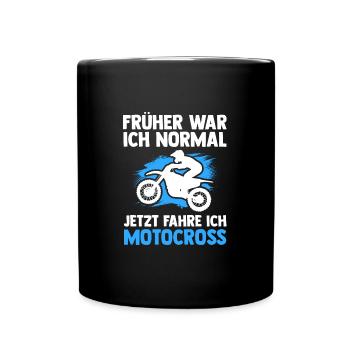 Motocross Biker Motocross-Fahrer Geschenk - Tasse einfarbig - Schwarz - Vorne