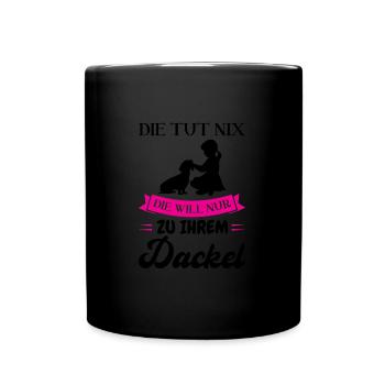 Dackel Hund Dachshund Geschenk - Tasse einfarbig - Schwarz - Vorne