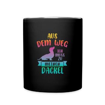 Dackel Hund Dachshunde Geschenk - Tasse einfarbig - Schwarz - Vorne