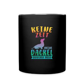 Dackel Hund Dachshunde Geschenk - Tasse einfarbig - Schwarz - Vorne