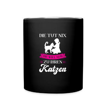 Katze Haustier Katzen Geschenk - Tasse einfarbig - Schwarz - Vorne