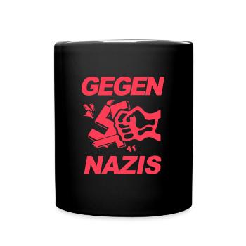 FCK NZS - Zeichen setzen gegen Rechts, Gegen Nazis - Tasse einfarbig - Schwarz - Vorne