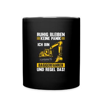 Bagger Fahrer Bagger Bauen Geschenk - Tasse einfarbig - Schwarz - Vorne