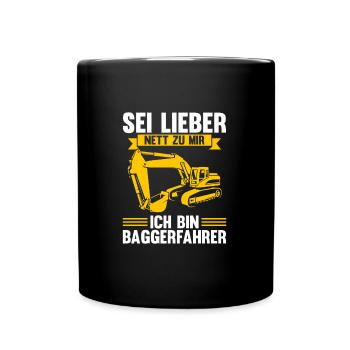 Bagger Fahrer Bagger Bauen Geschenk - Tasse einfarbig - Schwarz - Vorne
