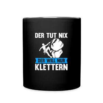 Berge Klettern Kletter Geschenk - Tasse einfarbig - Schwarz - Vorne