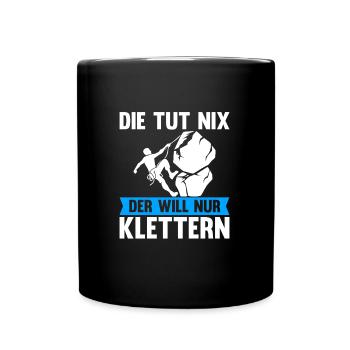 Berge Klettern Kletter Geschenk - Tasse einfarbig - Schwarz - Vorne