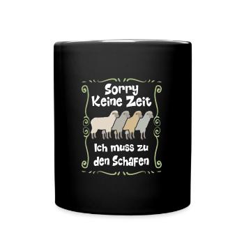 zu den Schafen | meine Schafe - Tasse einfarbig - Schwarz - Vorne