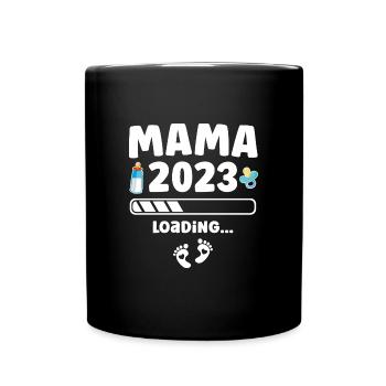 Schwangerschaft verkünden 2023 Idee Werdende Mama - Tasse einfarbig - Schwarz - Vorne