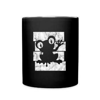 Frosch Frösche Geschenk für Kinder Lustig Witzig - Tasse einfarbig - Schwarz - Vorne