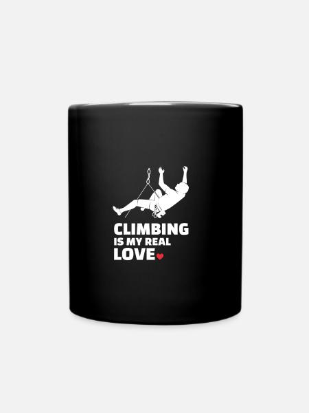 I love climbing for all mountain lovers - Full Colour Mug - black