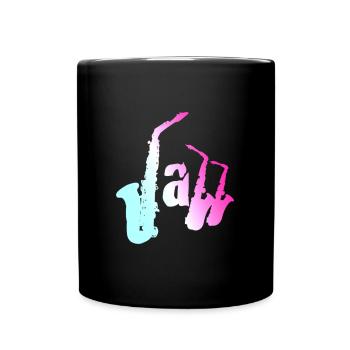 Jazz Lover Instrument de Musique Rétro Saxophone - Mug uni - noir - Devant