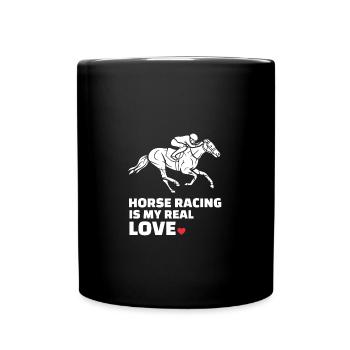 Ich Liebe Pferderennen - Tasse einfarbig - Schwarz - Vorne