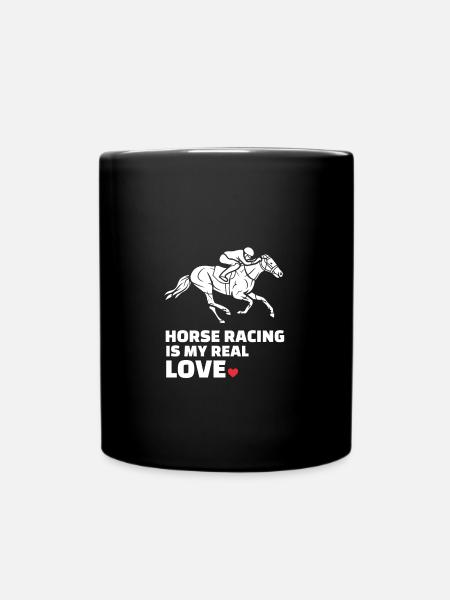 I love horse racing - Full Colour Mug - black
