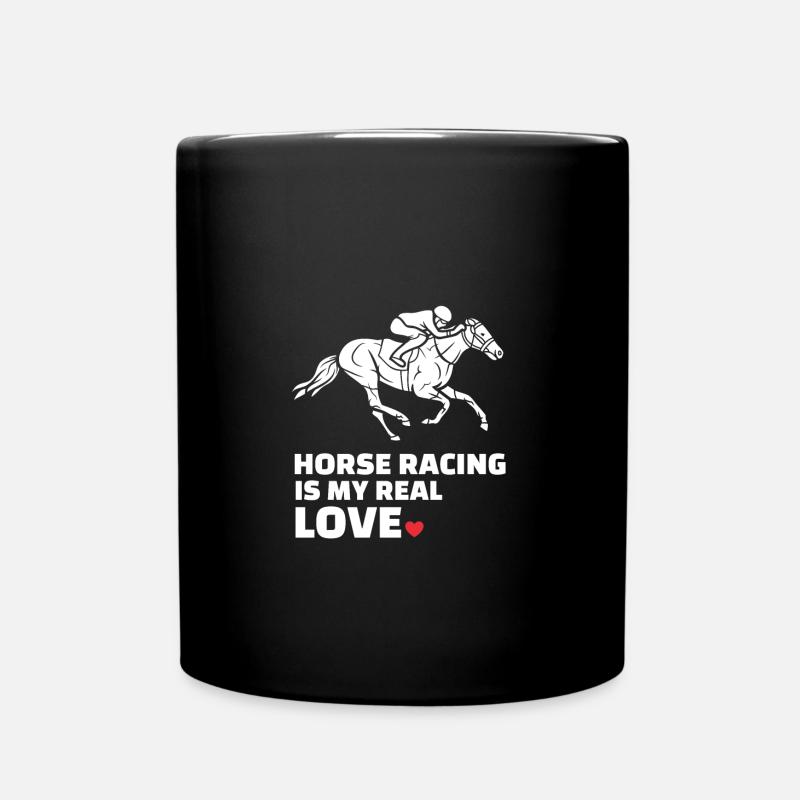 I love horse racing - Full Colour Mug - black
