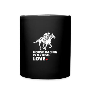 Ich Liebe Pferderennen - Tasse einfarbig - Schwarz - Vorne