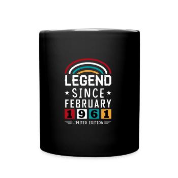 1961 Legend Since Birthday Gift February - Full Colour Mug - black - Front