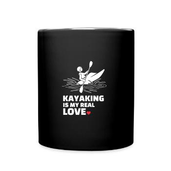 Ich Liebe Kajakfahren - Tasse einfarbig - Schwarz - Vorne