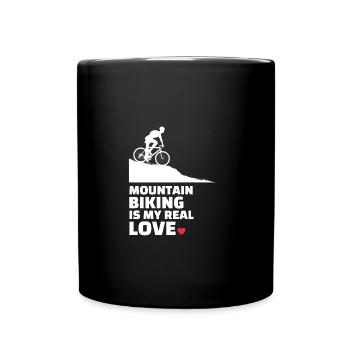 I love mountain biking - Full Colour Mug - black - Front