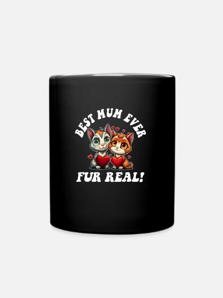 Fête des mères avec fourrure de chat Vraie fête des mères mignonne - Mug uni - noir