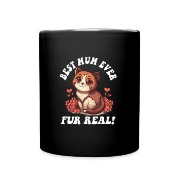Fête des mères avec fourrure de chat Vraie fête des mères mignonne - Mug uni - noir - Devant