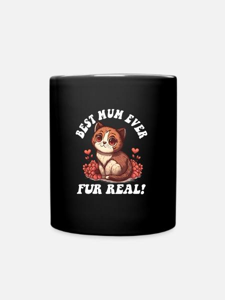 Fête des mères avec fourrure de chat Vraie fête des mères mignonne - Mug uni - noir