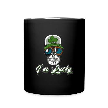 I'm Lucky Lustiges Kleeblatt Glück Irish Shamrock - Tasse einfarbig - Schwarz - Vorne