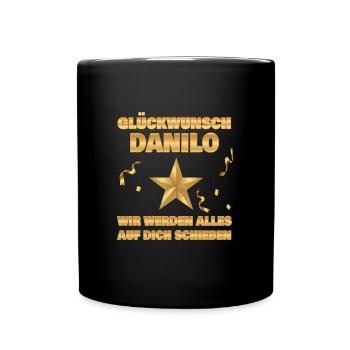 Abschiedsgeschenk Danilo - Tasse einfarbig - Schwarz - Vorne