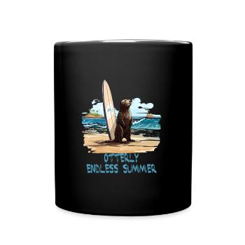 841 Surfender Otter Otterly Stoked Otter 841 - Tasse einfarbig - Schwarz - Vorne